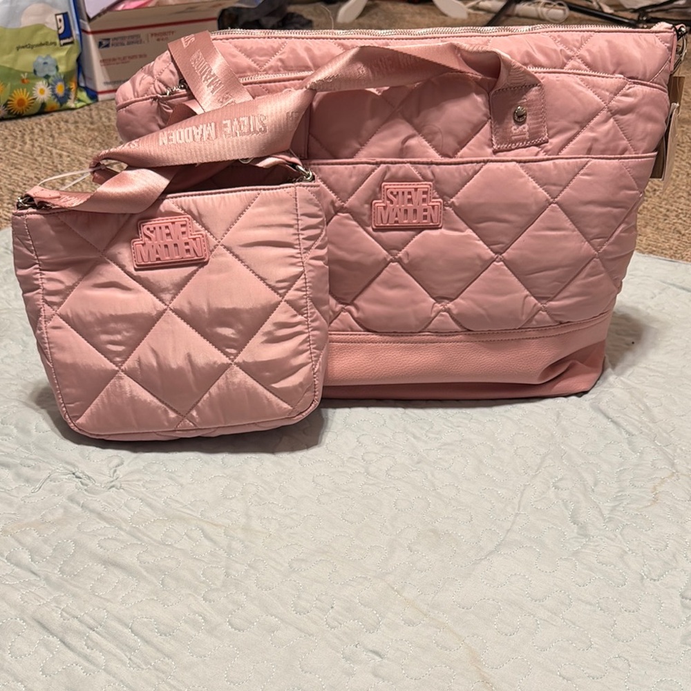 NWT Steve Madden Pink Quilted Baby Bag Collection